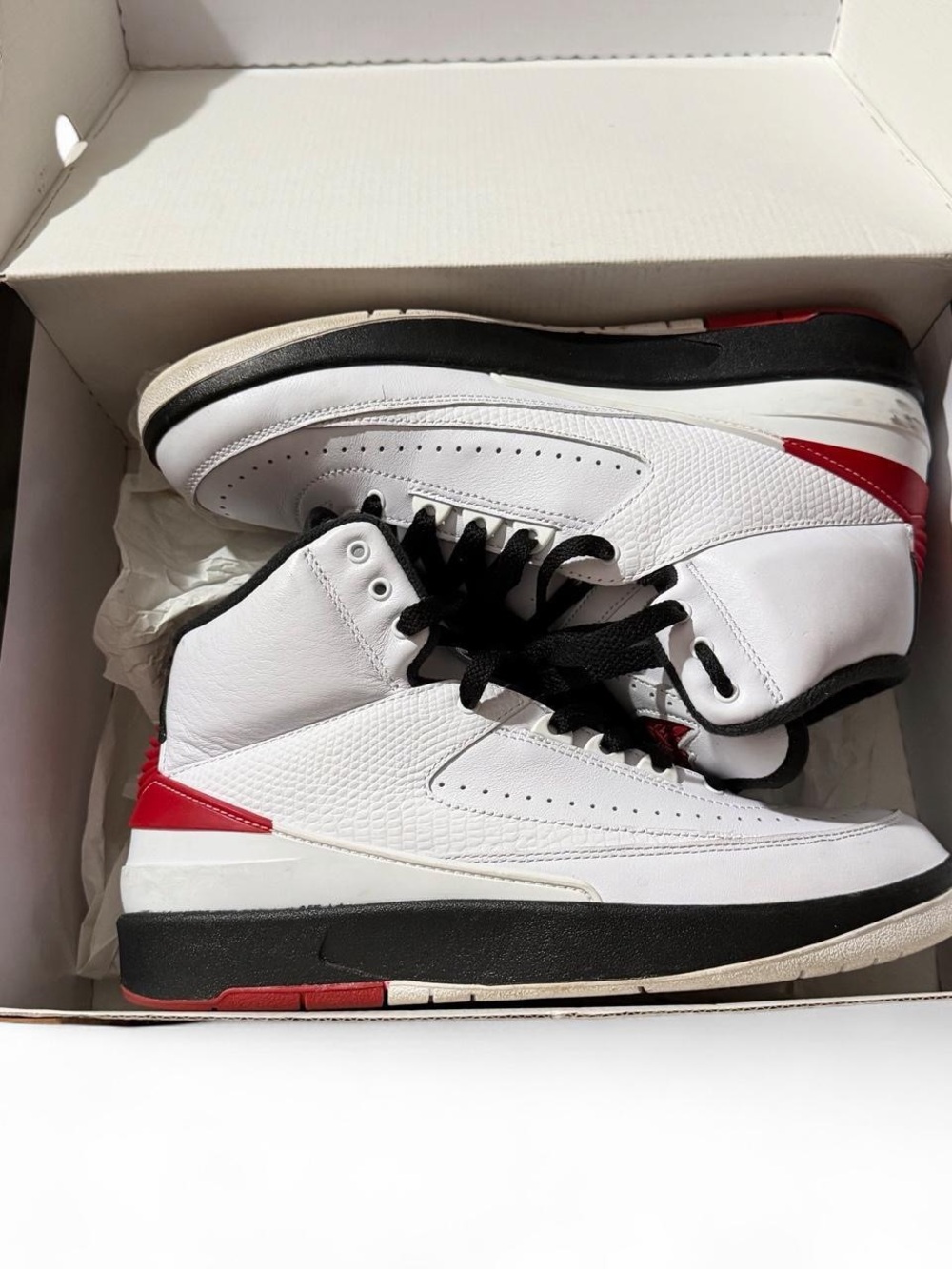 Jordan White, Black and Red High-Top Sneakers